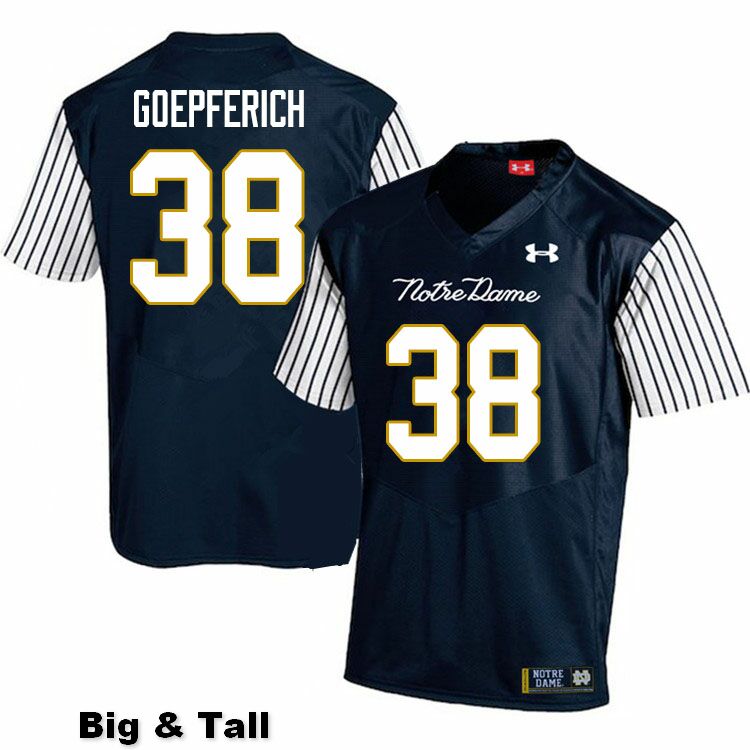 Men's NCAA Notre Dame Fighting Irish #38 Dawson Goepferich Stitched College Under Armour Authentic Navy Big & Tall Alternate Football Jersey GC10E07VP